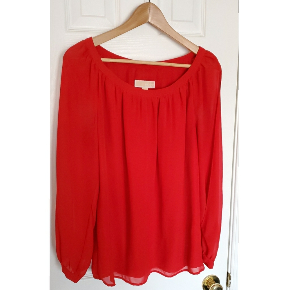 MICHAEL MK Red Split-Sleeve Blouse